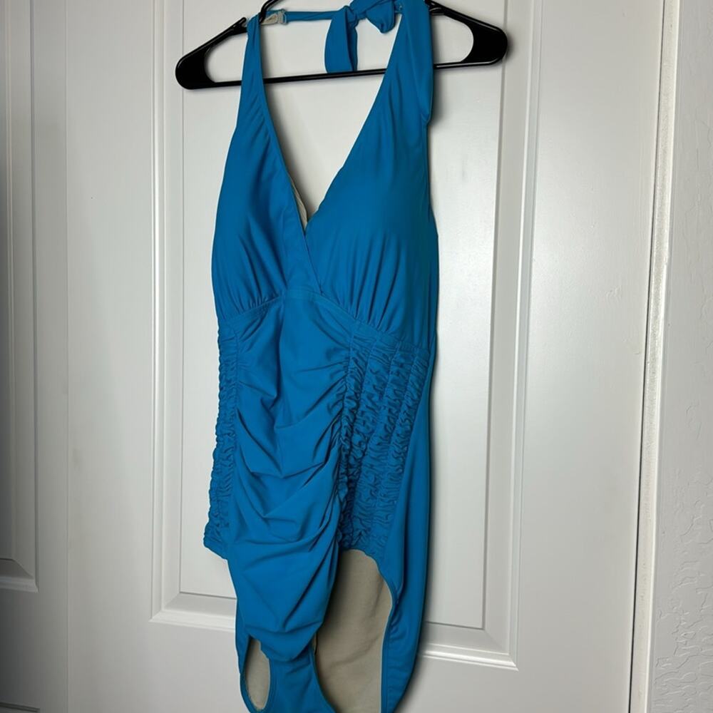 Shape FX Blue Halter Swim One Piece